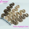 Uzantılar Saçta Vücut Dalga Bandı Uzantılar Balayage Vurgu Karışık Renk Düzensiz Cilt Atkısı Tutkal Remy Saç Bant Ins 20pcs 40G/PACK