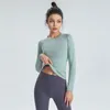 Camicie attive T-shirt basic da yoga per allenamento a maniche lunghe da donna, girocollo casual, slim, atletica, da corsa, tinta unita, top in tessuto di nylon
