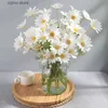 Faux Floral Greenery 5Heads 50cm Daisy Artificial Flowers Plastic Fake Bouquets Arrangement For Home Decor Garden Wedding Decoration Vase Accessories Y240322