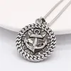 Pendant Necklaces European And American Personalized Vintage Navy Wind Ship Anchor Cuban Chain Round Hanging Tag Stainless Steel Necklace