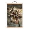 Affiches de défilement de guerrier d'armure antique unique avec axe en bois massif Vintage chevaliers templiers Art impression peinture militaire Fan cadeaux abq12