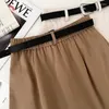 Skirts Streetwear Women Belt A-line Folds High Waist Solid Color Pleated Korean Style Anti-emptied Mini Skirt Summer Dropship