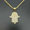 Hamsa dorata 18K a mano con ciondolo in acciaio inossidabile turco per occhio.