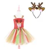 Kerst Rendier Meisjes Tutu Jurk Rollenspel Cartoon Herten Prinses Tule Kids Party Jurken Xmas Kostuum voor Meisje 240318