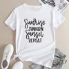 Dames T-shirts Zonsopgang Zonnebrand Zonsondergang Herhaal Shirt Grappige Familie Zomervakantie T-shirts Sassy Vrouwen Beach Party Tops Tees