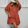 Robes de soirée Ayualin Femmes Volants Bord Col V Mini Robe D'été À Manches Courtes Chic À Lacets Lâche Boho Plage Dames Robes