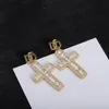 Drop cristal brillant pend les femmes en boucles d'oreilles cross vintage bijoux avec boîte cadeau