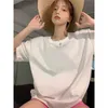 Women's T-Shirt Pure cotton loose BF female student fashion clothing Korean version Ins white T-shirt summer short sleeved womens T-shirt 240322