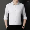 Men's Dress Shirts Fashion Brand Male Long Sleeved Shirt Smooth Business Coat Man Solid Color Formal High Quality Top Plus Size Arrivals