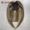 Franja clipe em franja cabelo humano com 2 clipes p6613 # castanha marrom realçado loiro dourado natural franja de cabelo franja sem corte