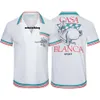 maglietta casa blanca Stile leggero coniglietto colletto cubano manica corta camicia casual per coppia primavera/estate High Street Casablanca