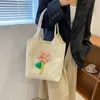 Totes Flower Bucket Handtaschen Praktische Canvas-Einkaufstasche im koreanischen Stil mit großer Kapazität Pendlerfrauen