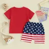 Set di abbigliamento Bambino Neonato Vestito del 4 luglio Camicia americana a maniche corte Stelle Strisce Pantaloncini Quarto vestito