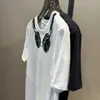 T-shirt à manches courtes pour femmes, nouveau Design Unique, lettre d'écouteurs, diamant chaud, pull à manches courtes, printemps