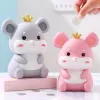 Boxar Cartoon Mouse Cat Piggy Bank kan lagra och ta bort dropsececof Vinyl Cunte Coin Bank Kawaii Money Boxes Gift for Kids