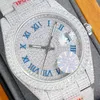 Часы с бриллиантами Мужские часы Ice Dial Автоматические механические наручные часы 40 мм Наручные часы с сапфировым ремешком из нержавеющей стали Montre de lux263O