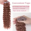 Extensions 2.5g/pcs Deep Wave Tape In Human Hair Extensions Auburn Brown Hair Adhesive Skin Weft Tape Ins Wave Hair Double Sides Seamless