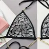 Dames Zwemkleding Y2K Pailletten Glanzende Bikini String Sexy Kettingen Bandage Badpak Halter Stijlvolle Dames Strandoutfit Bikini Badpak 2024