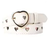 Belts Durable Women Belt Heart-shaped Buckle With Hollow Design Adjustable Faux Leather Waistband For Fashion Stylish