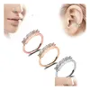 Nasenringe Ohrstecker 1 stück 3 Farben Chic Kleine Dünne 5 Kristalle Strass Charming Hoop Ring Für Frauen Mädchen Ohrring Modeschmuck Drop Del Dhapt