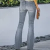 Jeans pour femmes Femmes Denim Taille haute Taille évasée avec dégradé de couleurs assorties Slim Fit Bouton Fermeture pleine longueur pour un