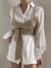 Women's Blouses SuperAen 2024 Korean Chic Spring Style Strap Tank Top Long Sleeved Shirt For Women