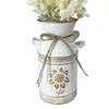Vases Vintage Flower Vase Tin Bucket Iron Jugs For Home Office Party Festival Decoration Wrought Country Style Pot Desk Decor