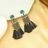 Kolczyki Dangle Vintage Owad Czarna lina Tassel Cafer Wiselant Drop for Halloween Design Biżuter