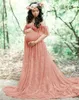 Długie macierzyńskie proporcje sukienki ciążowe sukienki ciążowe do strzelania w ciąży koronkowa suknia maxi Y240309