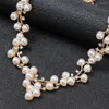 Halsband örhängen set årsdag gåva vintage strass pärla koreansk stil smycken dingle kvinnor brud bröllop