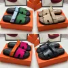 Chypre Sandales Femmes Designer Slides Chypre Pantoufles Fourrure Shearling Cuir Toile Slide Fuzzy Peluche Pantoufle Orange Rouge Luxe Femmes Été Hiver Sandale Chaussures