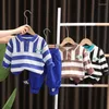 Clothing Sets Baby Cute Outfit For Kids Boys 1 To 5 Years Casual Striped Turn-down Collar Long Sleeve T-shirts Pants Childrens