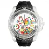 Relojes de pulsera Moda Reloj blanco de silicona transparente Relojes con patrón de caramelo Muñeca deportiva de cuarzo para hombres y mujeres