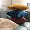 Kudde Solid Cover 45x45cm/60x60cm Plush Navy Goldish Ice Fransed Home Decorative for Soffa Bed Chair