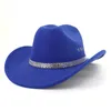 Chapeaux à large bord pour femmes et hommes, chapeau de Cowboy occidental en feutre, casquette Fedora, mode Simple, Fedoras Top Caps, nouveau 2024