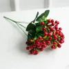 Dekoracyjne kwiaty dekoracje domu rośliny owoce realistyczna sztuczna gałąź z zielonymi liśćmi łodygi świąteczna złota kula na Boże Narodzenie