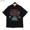 Rhude T Shirt Europe America Mens Designer Marka Odzież Okoła szyi Wysoka jakość krótkiego rękawa rozmiar S-XXL 3KWJ