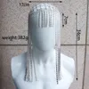 Luxury Long Tassel Headpiece Hair Chain Brud Bandband Hat Kvinnor Rave Crystal Hollow Head Smycken Tillbehör 240311