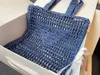 Women Straw Grass strings bag Beach Bags Fashion designer Hallow out Hobo knit crochet soft shoulder bag womens summer casual shopper bag