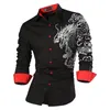 SporTrendy Mens Shirt Jurk Casual Long Sleeve Fashion Dragon Stijlvol JZS041 240318