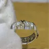 Vecalon Moissanite 3 Cores Gem Simulado Diamante Cz Anel de Noivado Casamento Banda Para Mulheres 10KT Branco Amarelo Ouro Cheio Presente Feminino