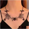 Pendentif Colliers Vintage gothique exagéré noir Spider Web collier pour femmes créatif Animal Halloween cadeau fête bijoux Drop Del Otumx