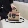 Bolsa de ombro designer marca mais vendida moda impressa contraste colorido pequeno quadrado para outono versátil e ombro feminino