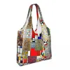 Alışveriş çantaları piet mondrian de stijl bakkal tuval alışveriş omuz tote büyük kapasite dayanıklı soyut sanat çantası çanta