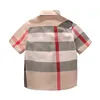 Camicie scozzesi per bambini Estate colletto rovesciato stile britannico Tops Camicia a maniche corte per ragazzi Abbigliamento per bambini BH219