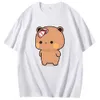 T-shirt da donna L'esclusiva maglietta con risvolto in tre pezzi Dudu è Bubus mentre prende in giro la maglietta grafica di Bubus Top a maniche corte da donna Kawaii Panda Bear 240322