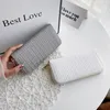 Wallets European And American Style Fashion Pu Leather Woven Purse Tide Women's In The Long Zipper Clutch Bag
