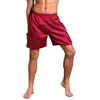 Mäns sömnkläder Sexig man hem Silk Satin Pyjamas Shorts Sleep Bottoms Casual Solid Color Men Nightwear Pyjamas Half Pants Byxor