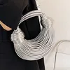 Mode schulter Umhängetaschen Hohe Qualität Casual Woven Dame Handtaschen Regenbogen Gold Silber Schwarz Weiß Größen 26*25*9CM