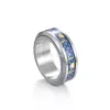 Inlagd kolfiber hjärtslag elektrokardiogram ringband kärlek rostfritt stål roterande ring reducerade tryckringar för kvinnor män smycken